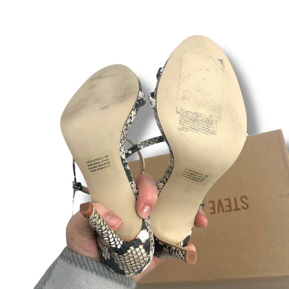 Steve Madden Snakeskin strappy heels size 6 ankle strap stiletto open toe dressy - Picture 5 of 10